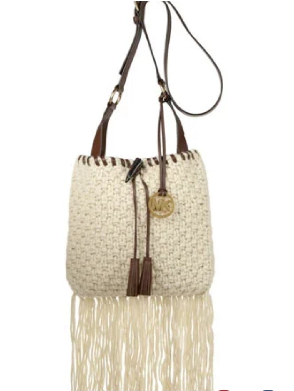Michael Kors boho-style knit crossbody messenger bag